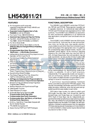 LH543621M-30 datasheet - 1K x 36 x 2 synchronous  bidirectional FIFO