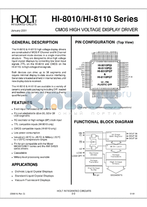 HI-8110JPQI datasheet - CMOS high voltage display driver