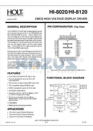 HI-8020S-64 datasheet - CMOS high voltage display driver