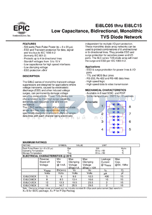 EI8LC12C datasheet - Bidirectional, monolithic TVS diode