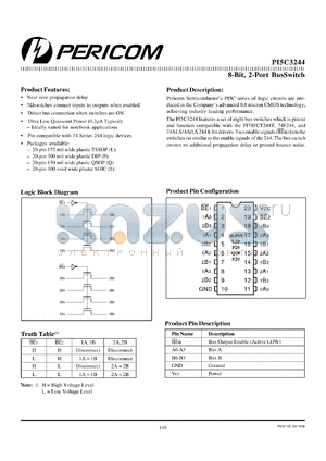 PI5C3244P datasheet - 8-bit,2-port bus switch