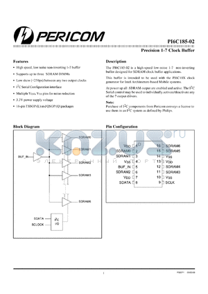 PI6C185-02L datasheet - Precision 1-5 clock buffer