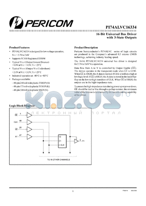 PI74ALVC16334V datasheet - 16-bit universal bus driver with 3-state outputs