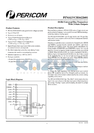 PI74ALVCH1622601V datasheet - 18-bit universal bus transceiver with 3-state outputs