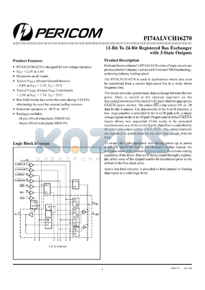 PI74ALVCH16270A datasheet - 12-bit to 24-bit registered bus exchanger with 3-state outputs