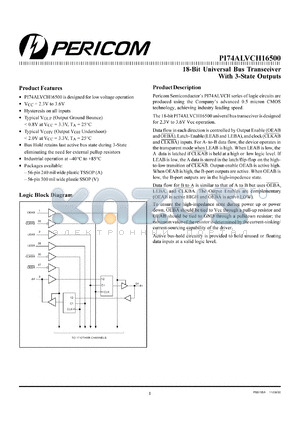 PI74ALVCH16500V datasheet - 18-bit universal bus transceiver with 3-state outputs