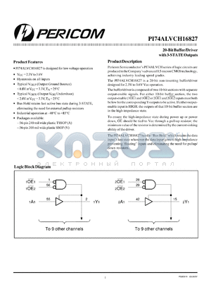 PI74ALVCH16827V datasheet - 20-bit buffer/driver with 3-state outputs