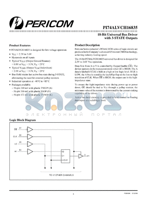 PI74ALVCH16835V datasheet - 18-bit universal bus driver with 3-state outputs
