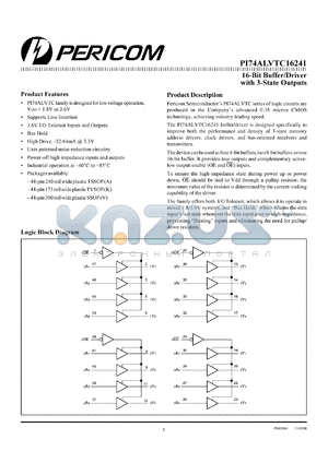 PI74ALVTC16241K datasheet - 16-bit buffer/driver with 3-state outputs