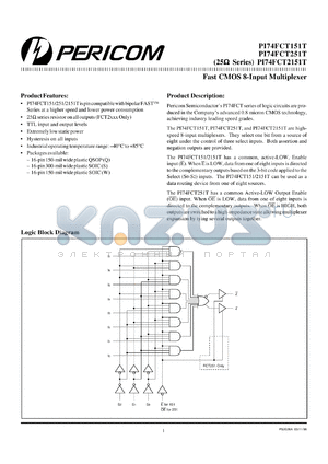 PI74FCT2151TQ datasheet - Fast CMOS 8-input multiplexer
