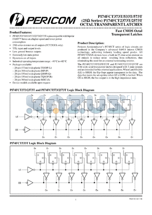 PI74FCT533TS datasheet - Fast CMOS 3.3V 8-bit transparent latch