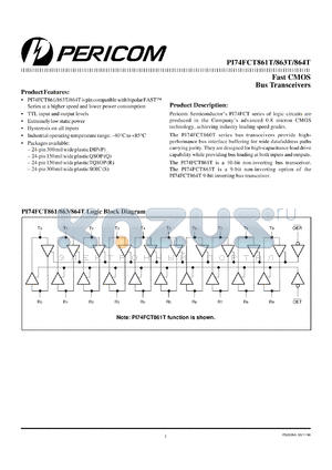 PI74FCT864TP datasheet - Fast CMOS bus transceiver