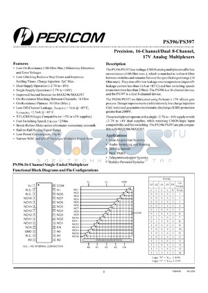 PS397EPI datasheet - Precision 16-channel/dual 8-channel, 17V analog  multiplexer
