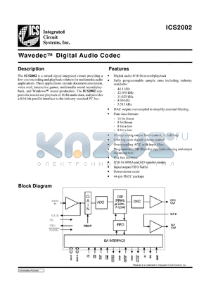 AV2002V datasheet - Wavedec digital audio codec