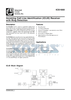 AV1660N datasheet - Incoming call line identification (ICLID) receiver