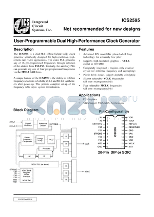 GSP2595N-SD datasheet - User-programmable dual high-performance clock generator