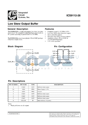 AV9112G-26-T datasheet - Low skew output buffer