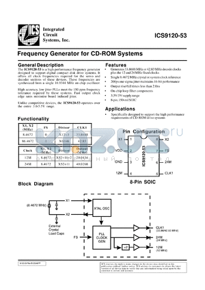 AV9120M-53 datasheet - Frequency generator for CD-ROM system