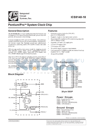 AV9148F-18 datasheet - Pentium/PRO system  clock chip