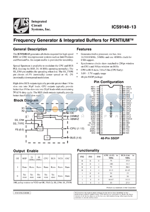 AV9148F-13 datasheet - Frequency generator and integrated buffers for Pentium/PRO