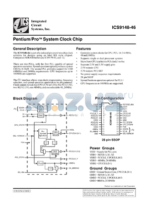 ICS9148F-46 datasheet - Pentium/PRO system clock chip