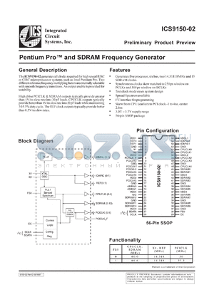 AV9150F-02 datasheet - Pentium/PRO and SDRAM frequency generator