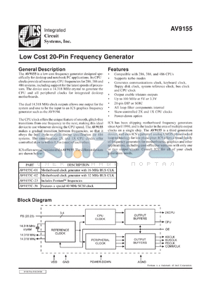AV9155-36N20 datasheet - Low-cost 20-pin frequency generator