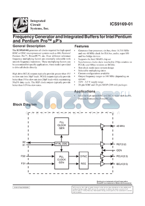 AV9169M-01 datasheet - Frequency generator and integrated buffers for Intel Pentium and Pentium PRO