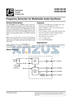 AV9120M-08 datasheet - Frequency generator for multimedia audio synthesis