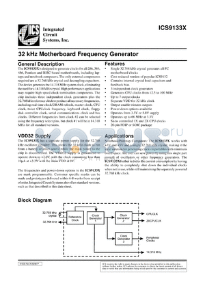 AV9133X-01CW20 datasheet - 32 KhZ motherboard frequency generator