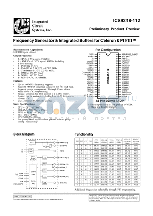 AV9248F-112 datasheet - Frequency generator and integrated buffer for Celeron and PII/III