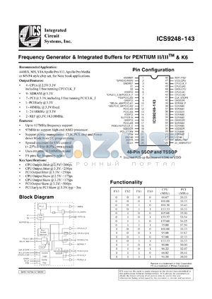 AV9248F-143-T datasheet - Frequency generator and integrated buffer for Pentium II/III, K6