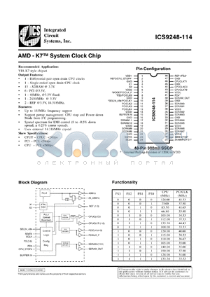 AV9248F-114-T datasheet - AMD-K7 system clock chip