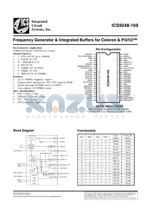 AV9248F-169-T datasheet - Frequency generator and integrated buffer for Celeron and PII/III