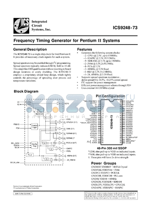 AV9248F-73 datasheet - Frequency timing generator  for Pentium II system