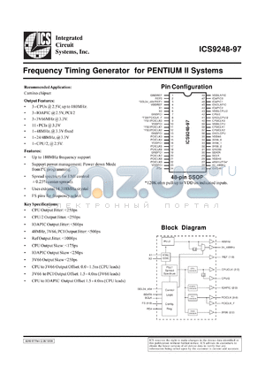 ICS9248F-96 datasheet - Frequency timing generator  for Pentium II system