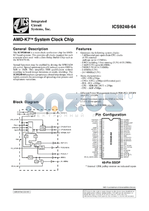 AV9248F-64 datasheet - AMD-K7 system clock chip