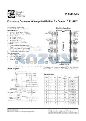 AV9250F-19 datasheet - Frecuency generator and integrated buffer for Celeron and PII/III