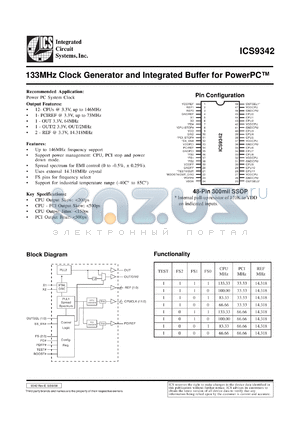 AV9342F-T datasheet - 133MHz clock generator  and integrated buffer for  powerPC