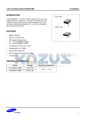 S1A038601-D0B0 datasheet - Low voltage audio power AMP