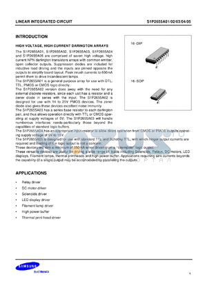 S1P2655A01-D0B0 datasheet - Linear integrated circuit. Input level DTL, TTL, PMOS, CMOS