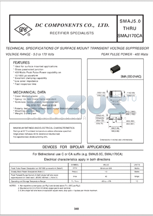 MAJ70A datasheet - 2.7 mA surface mount transient voltage suppressor