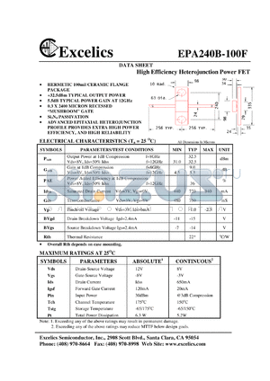 EPA240B-100F datasheet - 8-12V high efficiency heterojunction power FET