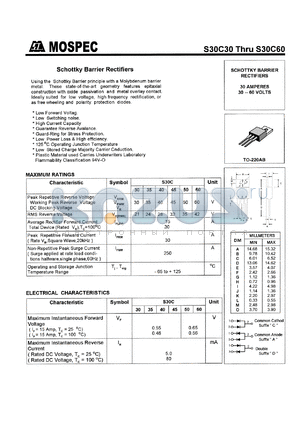 S30C45 datasheet - 45V schottky barrier rectifier