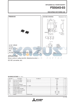 FS50AS-3 datasheet - 50A power mosfet for high-speed switching use