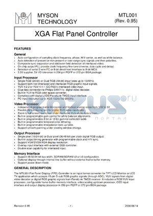 MTL001 datasheet - XGA flat panel controller