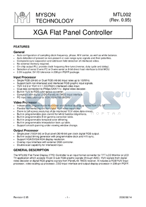 MTL002 datasheet - XGA flat panel controller