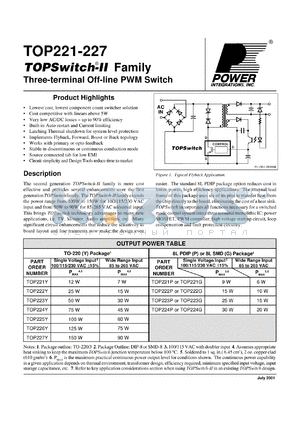 TOP224G datasheet - Three-terminal off-line PWM switch