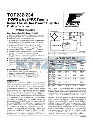 TOP233Y datasheet - Design elexible, integrated off-line switcher