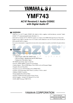YMF743-S datasheet - Audio CODEC with digital audio I/F
